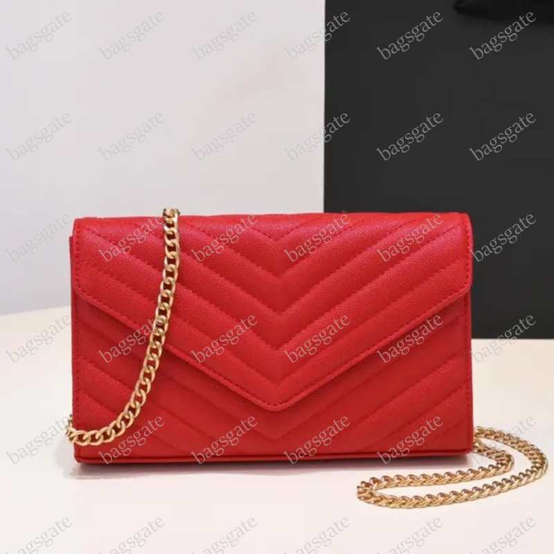 Designer Bag Handbags Woc Envelope Leather Caviar Bags Wallet on Chain Purse Fashion Lady Crossbody Shoulder Bag Women Handbag Vintage Card Clutch