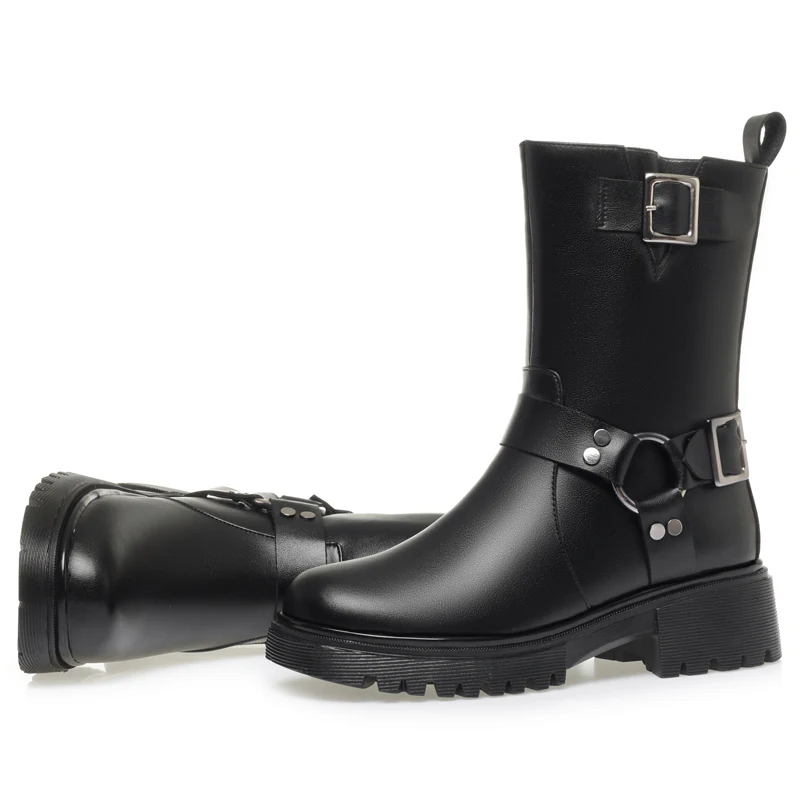 AIYUQI Women's Motorcycle Boots Winter Warm Snow Boots Female Comfortable Mid-tube Womenboots Large Size