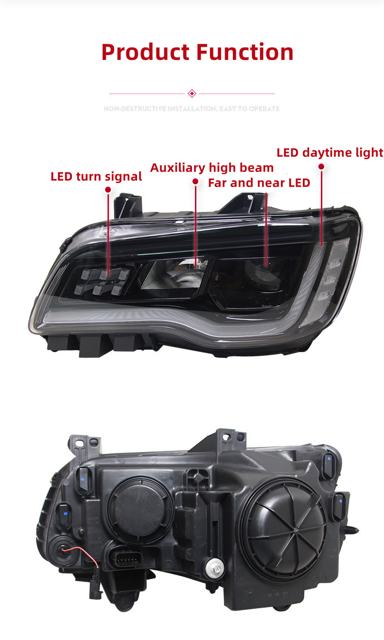 LED Headlights For Chrysler 300C 2011-2024 LED Daytime Lights Front Lamp LED Headlight Turn Signal Light