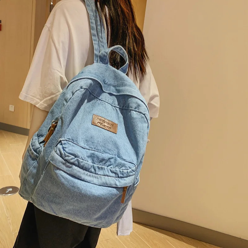 Women Backpack Cowboy Fabric Bag Backpack Korean Shoulder Bag Girl College Bag Backpack large capacity denim Rucksack Backpack 241230