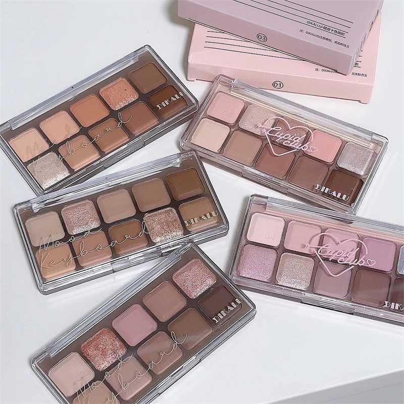 Korean Eyeshadow Palette 10Colors Matte Grey Pink Eye Shadow Long Lasting Glitter Eye Shadow Brown Earthy Color Eye Makeup PlateXJ241230