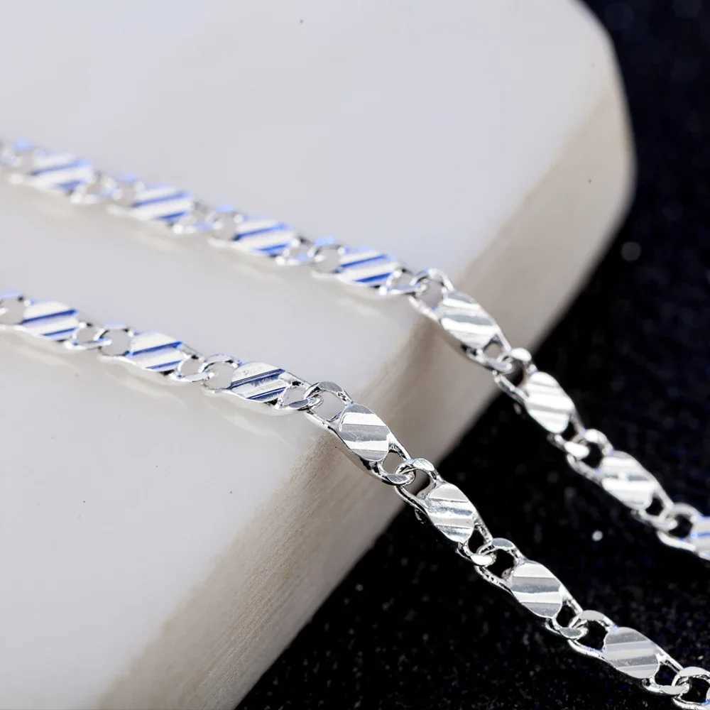 New luxury 925 sterling silver special 2MM flat Kravik chain necklace suitable for men women wedding jewelry Christmas gifts 40-75cm W241230