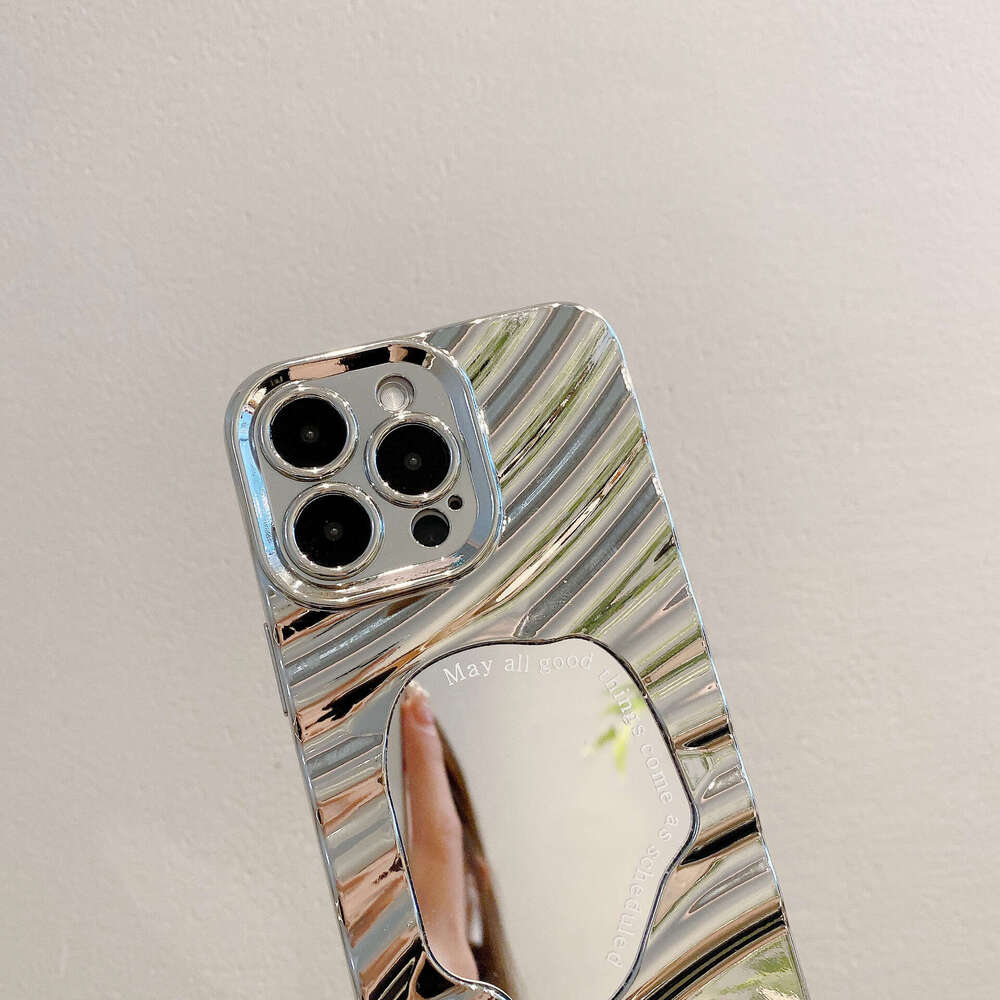 Electroplated mirror suitable for iPhone 15 phone case, advanced wave mirror, Apple 16/14 anti drop soft shell protection
