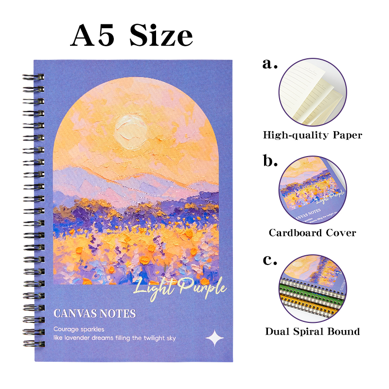 Student-Friendly A5 Pulp Spiral Notebook - Enhanced Grip & Horizontal Line Grid for Creative Writing and Drawing