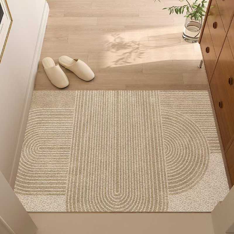 4712-55.6-GZX-Beige Striped Minimalist Rug Comfortable Large Area Living Room Rugs Refreshing Bedroom