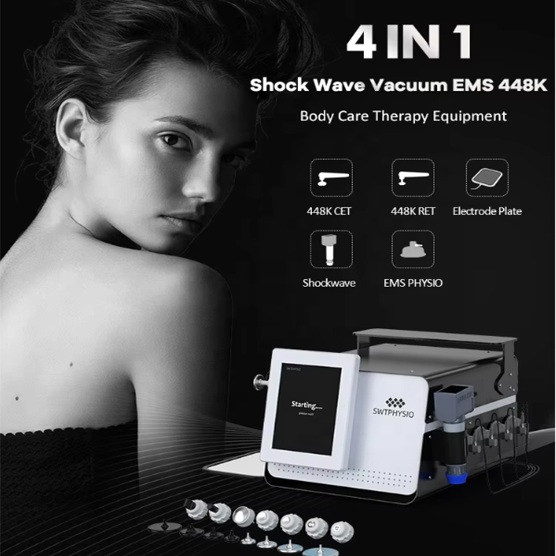 Portable 4 IN 1 ED Treatment Focused Shockwave Pain Relief Therapy 448K RF Physical Therapy Body Slimming Machine for Relaxing Muscle