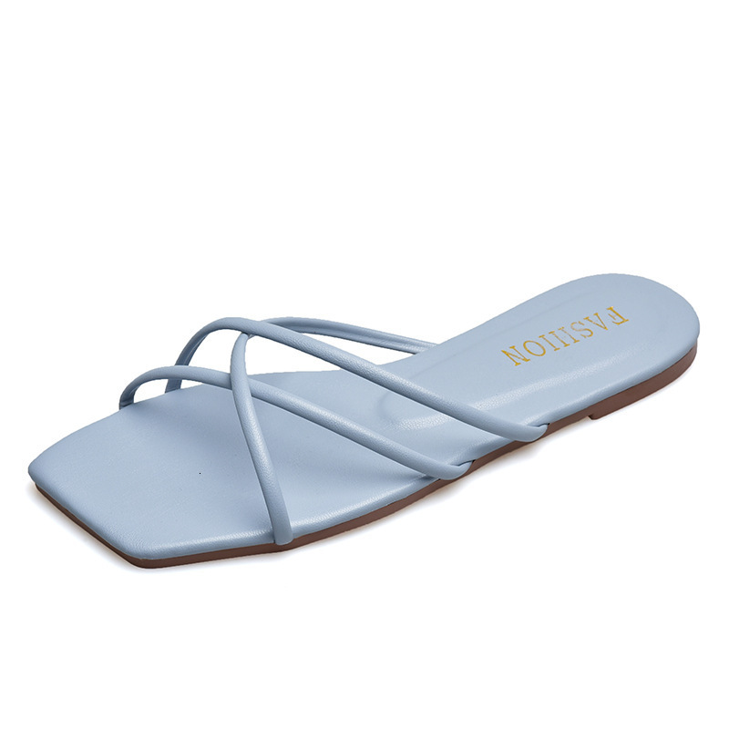 Herringbone Summer Ddmywed Fashion Outwear Version Square Headed Flat Bottom Clip Feet Poster Beach Slippers Trendy Women S Shoes Chinese Brand F Ddmy