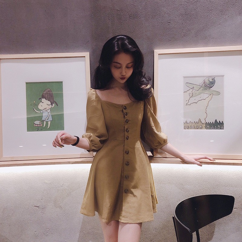 F222 Dress Women's Design Niche Oil Painting Smudge Print Slim Fit Pleated Off-Shoulder Suspender Long Dress