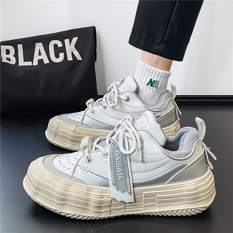 Men Casual Simple Leisure Style New Fashion Versatile Low-Top Thick Sole Trendy Sports Trainers Shoes Triple Black White Blue fashion