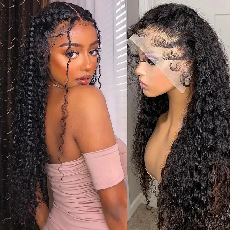 Blonde Loose Deep Wave Lace Front Wig for Women Black Similar to Real Human Hair Wigs 13x4 Lace Frontal Wig Transparent HD Lace Glueless Synthetic Lon