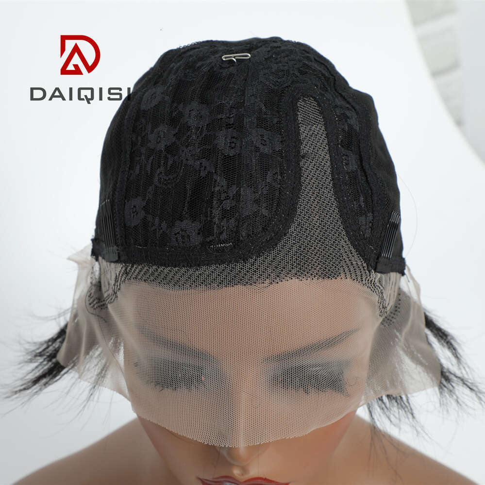 Lace Front Wig Cover T Shape Oushuo Style Bob Side Curly T-Shaped Mesh Cap Gradient Lace Real Hair Wig Headband Kq2 Kq2