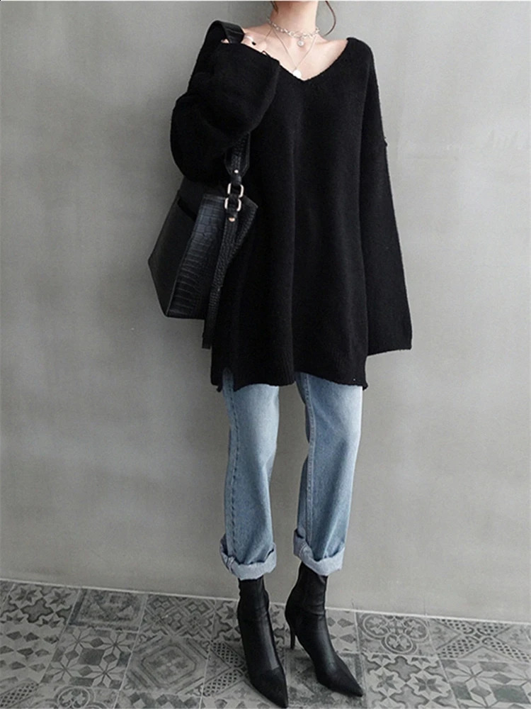 Sweater Women Winter Pullover Girls Oversize Knitting Tops Vintage Long Sleeve Fall Female Knitted Outerwear Warm Pull 241223