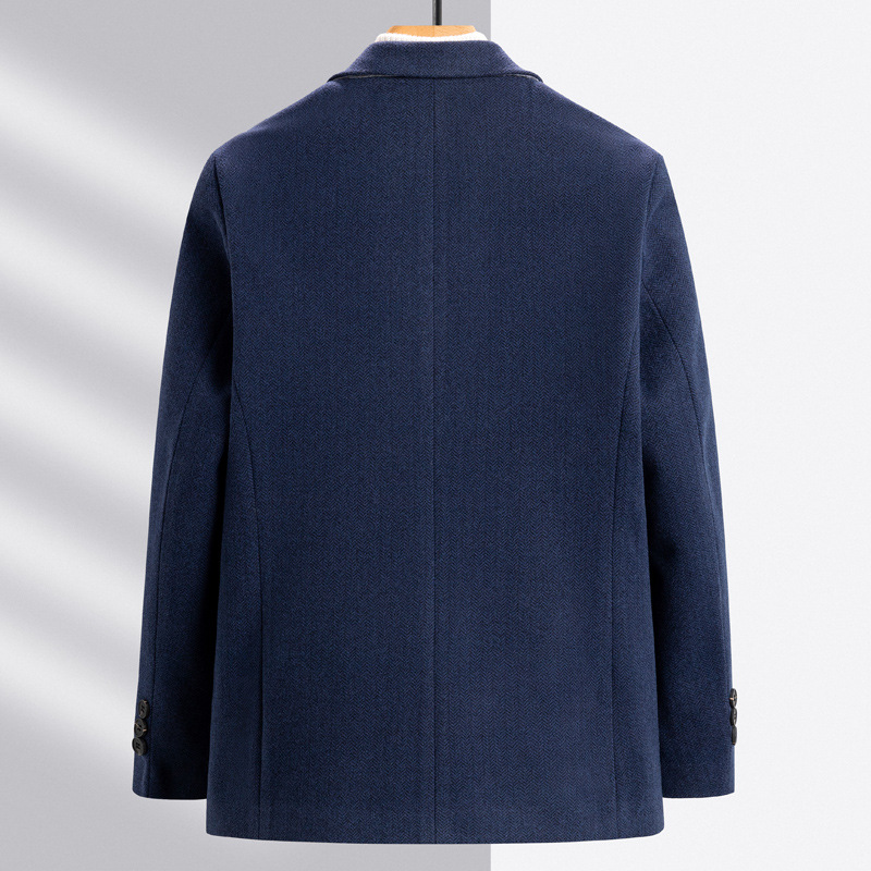 3688 Middle-Aged Autumn Wool Blend Suit Coat Stylish Woolen Jacket for Gentlemen