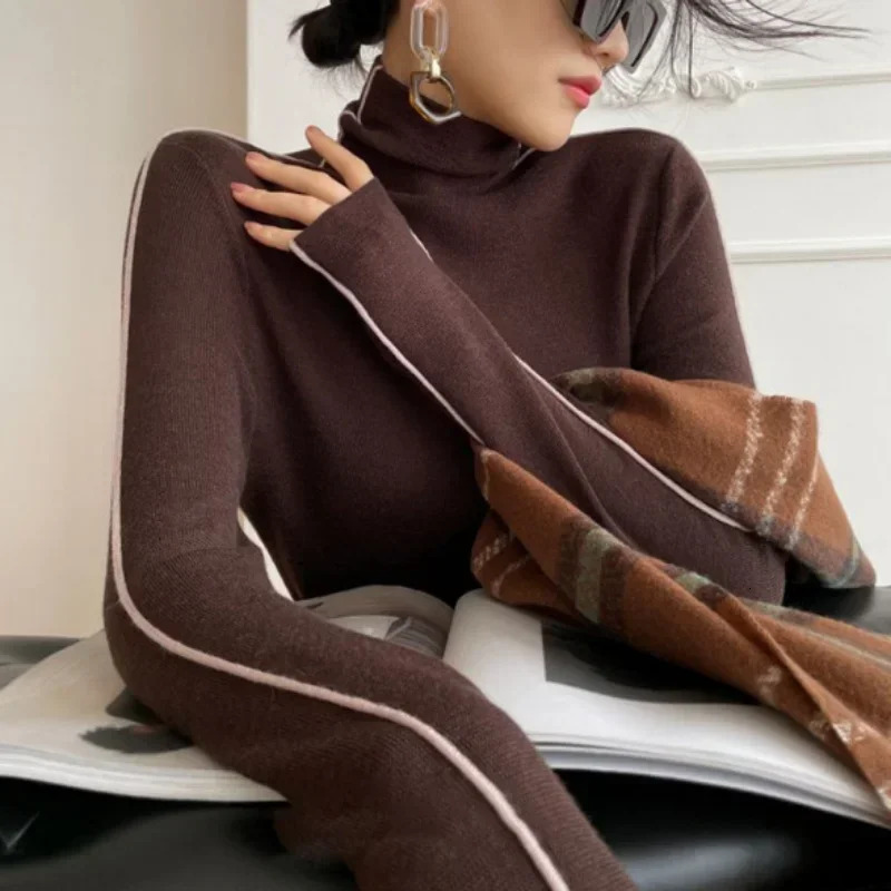 Neploe Haruku Street Turtleneck Black Sweaters Mujer Spring Long Sleeve Tops Women Y2k Slim Fit Bottoming Knitted Pullover