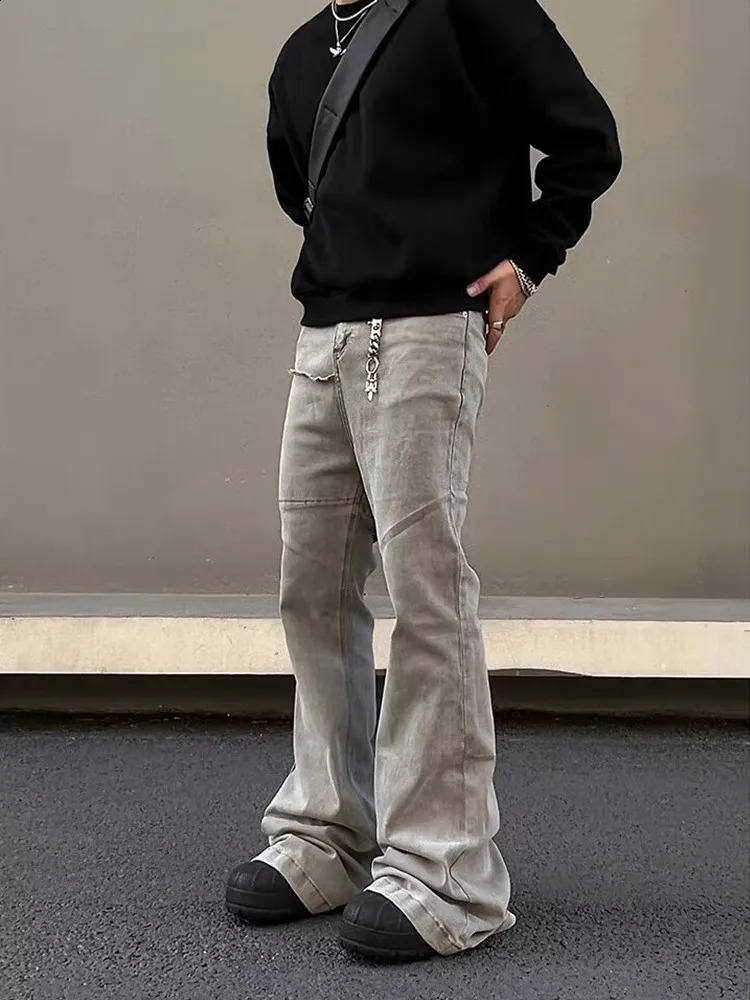 2024 Cyber Y2K Fashion Baggy Stacked Flare Jeans Pants Men Clothes Streetwear Rock Vintage Long Trousers Ropa Hombre 241224