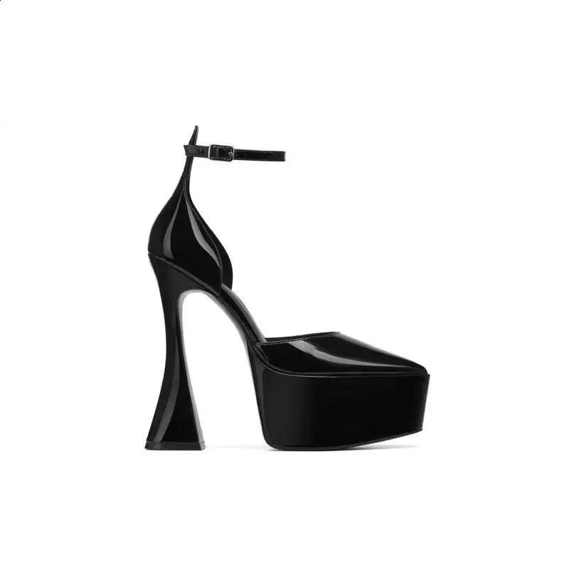 Womens super high heels fashionable thick soled party shoes black spring and summer novelty 241230