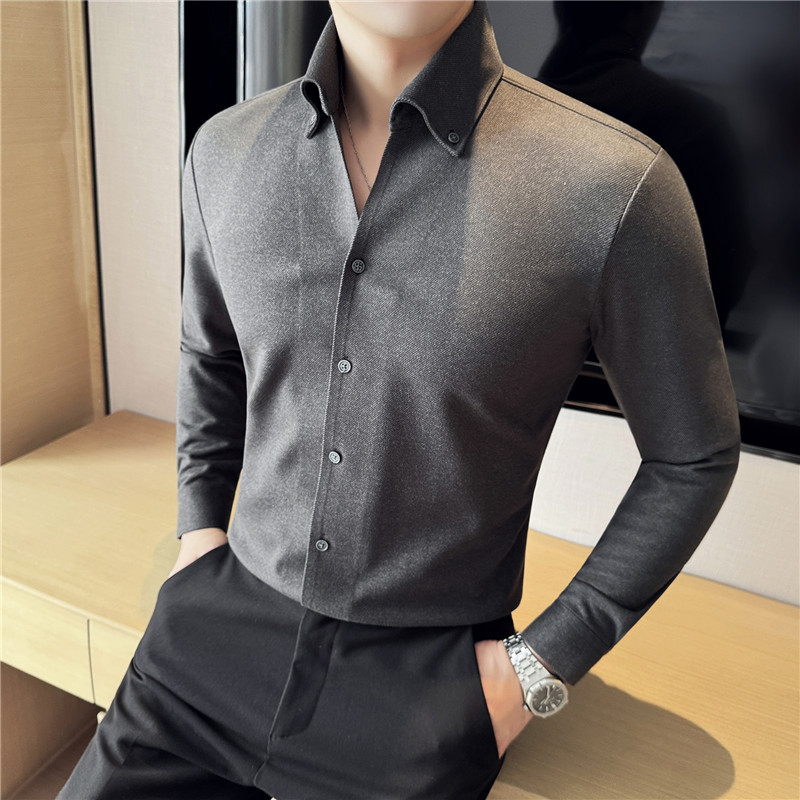 M6151 2024 Winter Thickened Shirt Men's High-end Casual Warm Shirt