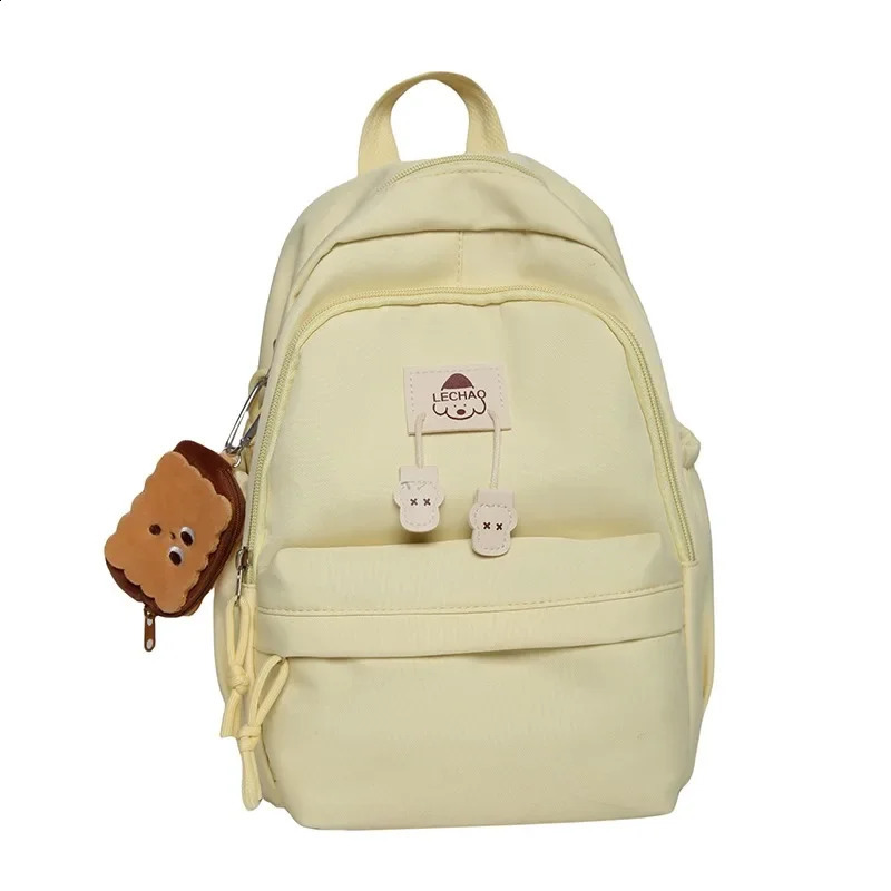 Large Capacity Solid Nylon Zipper Casual School Bags High Quality Soft Interior Zipper Pocket Versatile Backpack 241230