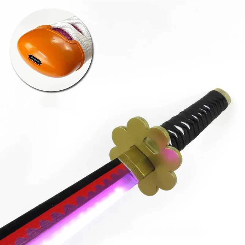 72/104cm Roronoa Zoro Katana glowing LED lightsaber animation Zoro role-playing prop life size Japanese Katana Sarai Sabre childrens toy Y241230