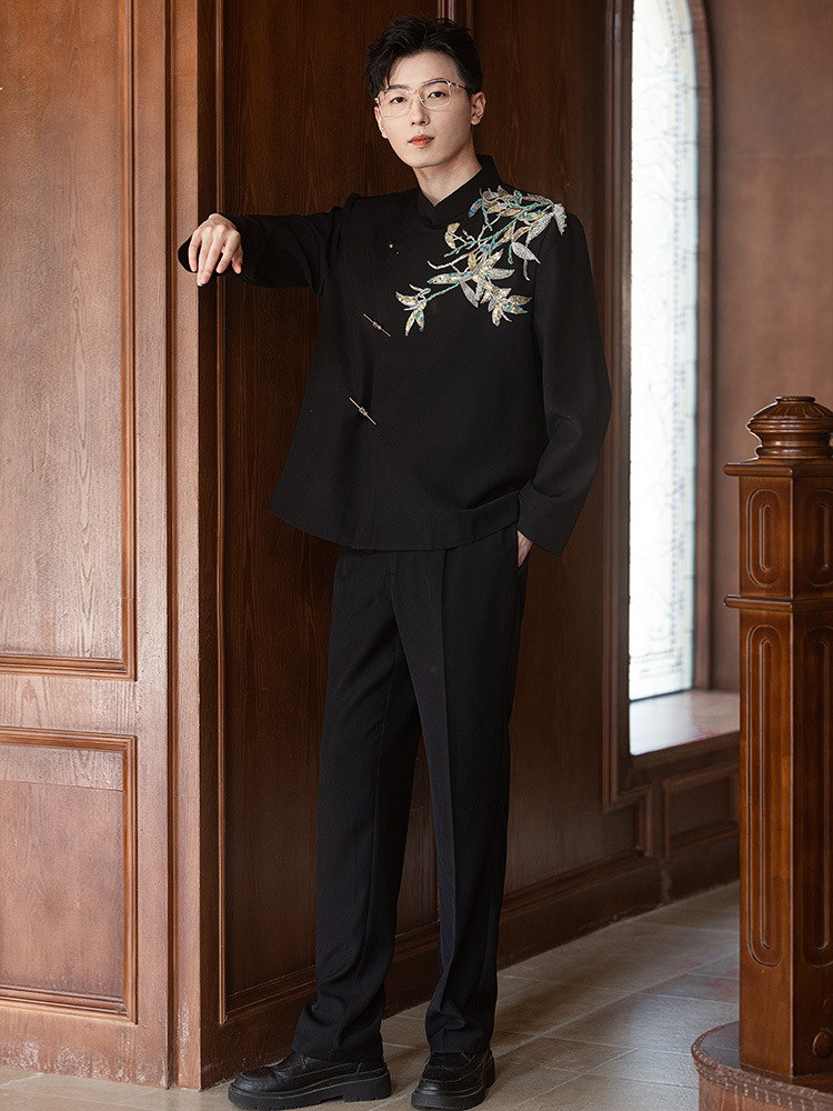 F1230Groom wedding suit Zhongshan suit men's Chinese style engagement suit