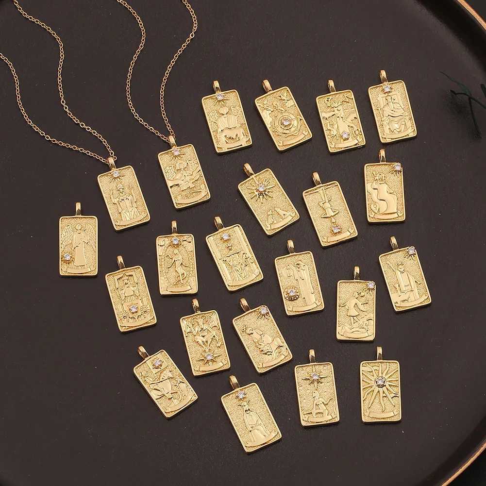 22 Style Classic Tarot Card Pendant Necklace Double sided Zircon Tarot Necklace Great Mystery Empr Sun Star Logo Womens Jewelry W241230