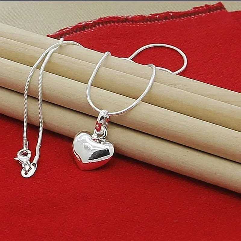 Hot selling solid color heart-shaped necklace 16-30 inches snake chain womens wedding charm fashion jewelry gift W241230