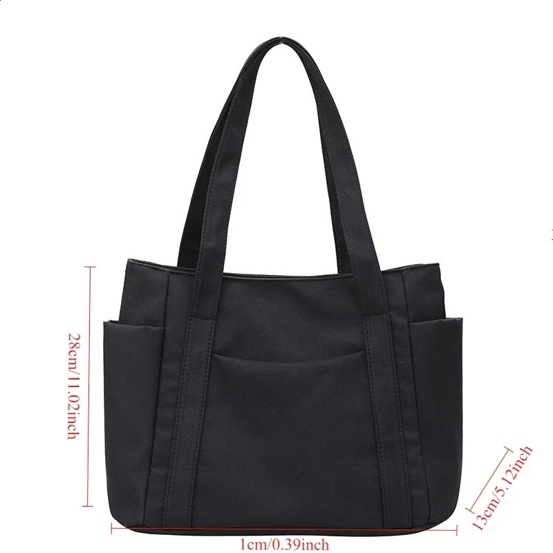 Womens Waterproof Tote Bag Nylon Simple Fashion Shoulder Bag Large Capacity Student Class Diagonal Cross Bag 241224