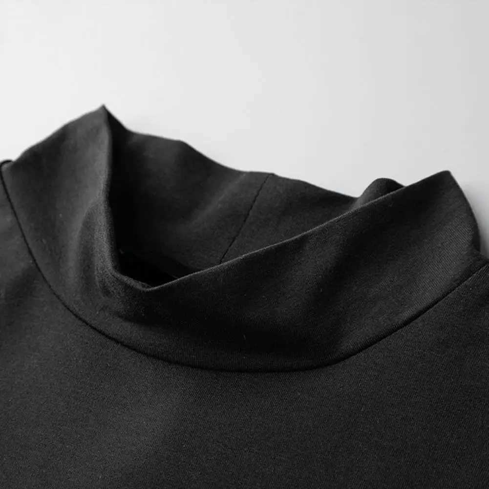 Mens half neck casual solid color soft mens T-shirt breathable short sleeved mens summer floral top mens clothing W241230