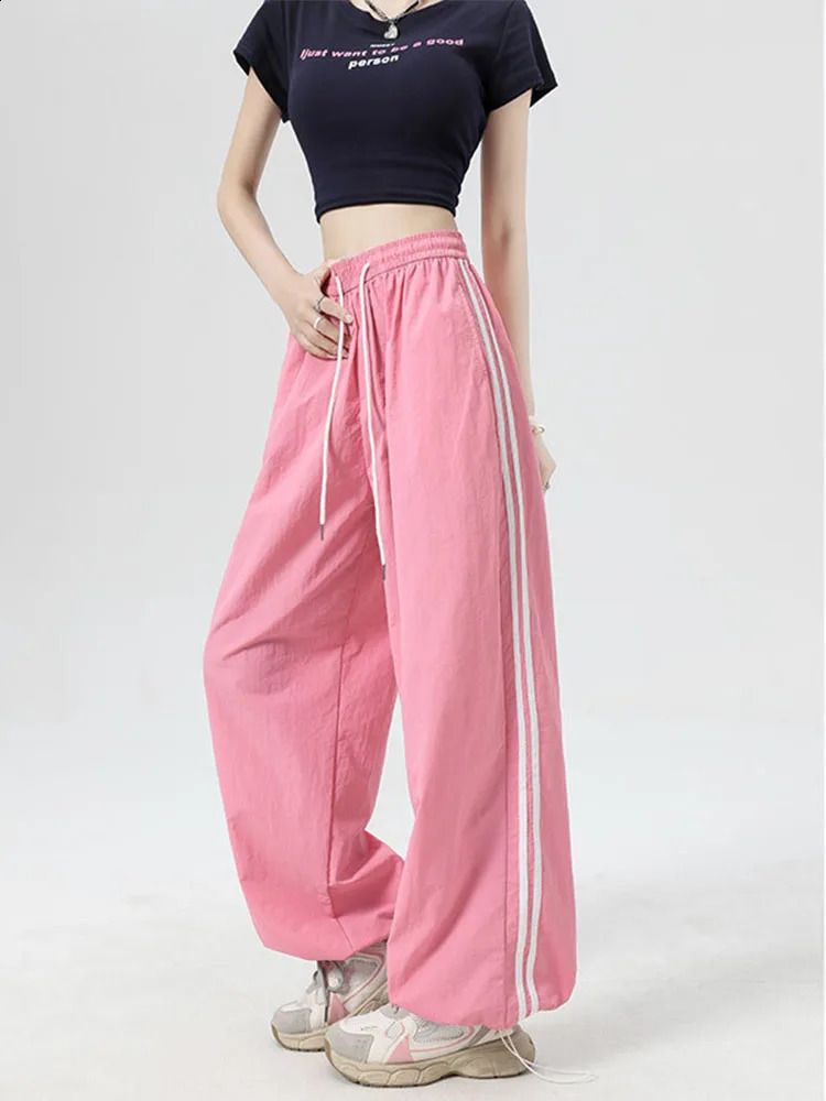 Women Spring Summer Loose Cargo Trousers Casual Wide Leg Sweatpant Street Hip Hop Sport Y2k Female Pants Z260314