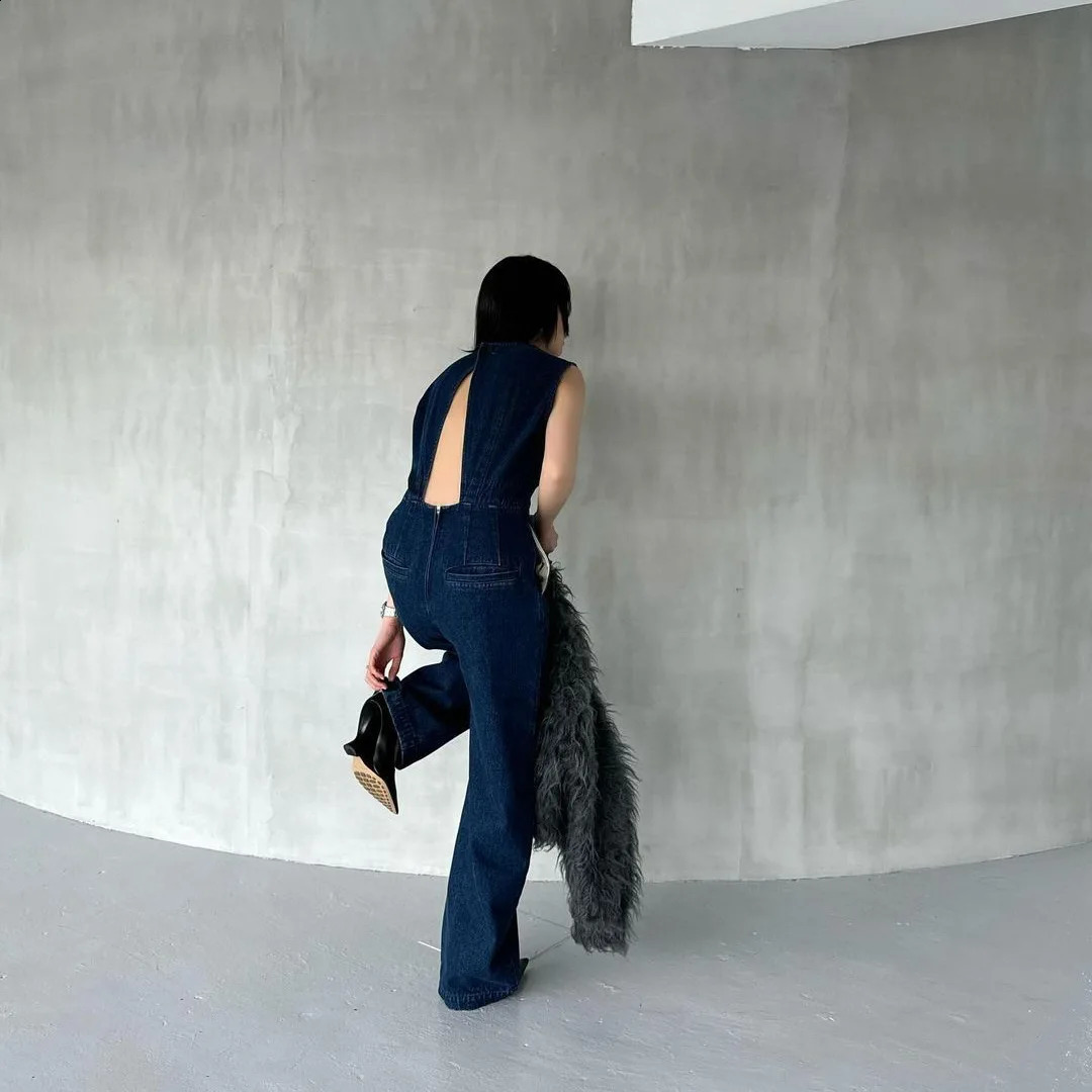 Spring/Summer Style Lazy And Relaxing Bareback Cow Jumpsuit Loose Casual Fashionable High Waist Pants 241230