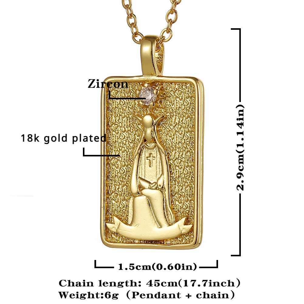 22 Style Classic Tarot Card Pendant Necklace Double sided Zircon Tarot Necklace Great Mystery Empr Sun Star Logo Womens Jewelry W241230