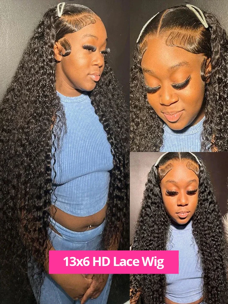 Free shipping 30 40 Inch Water Curly 13x6 HD Transparent Frontal Wigs Glueless Closure Human Hair Deep Wave 13x4 Lace Front Wig Synthetic