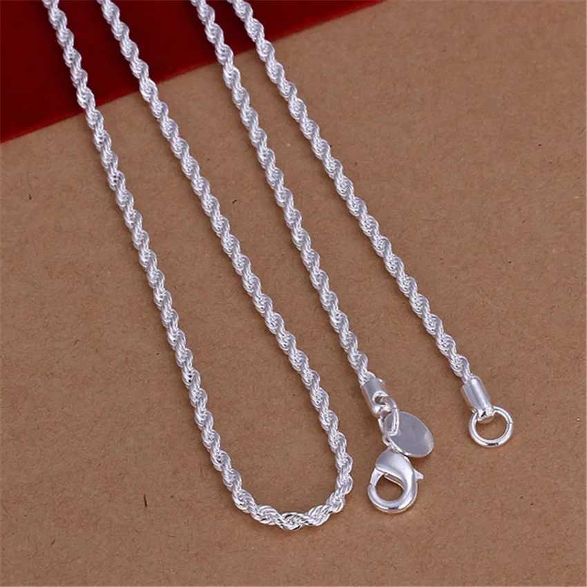 16-24 inches 925 sterling silver 2MM rope necklace beautiful fashionable elegant suitable for women and men cute and pendant W241230