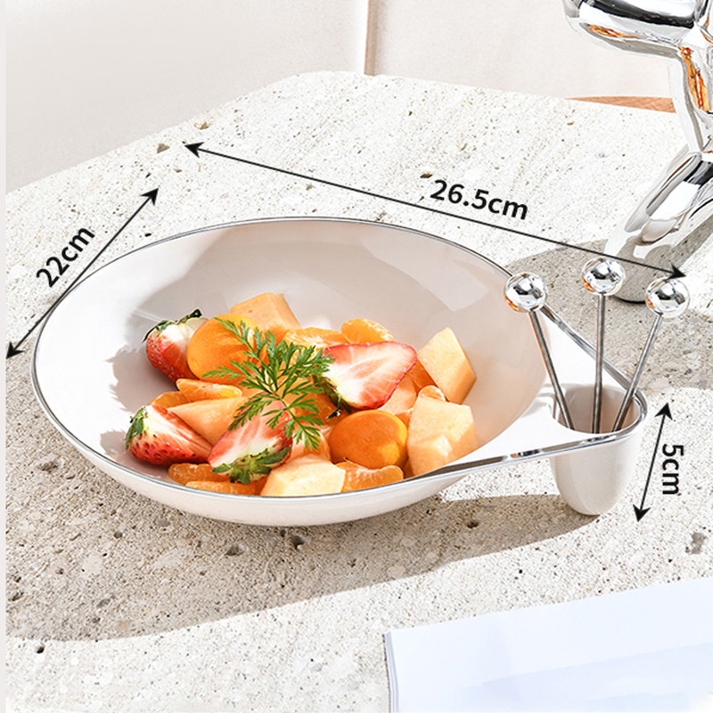 Modern Multi-Purpose Silver Rimmed Fruit Serving Tray