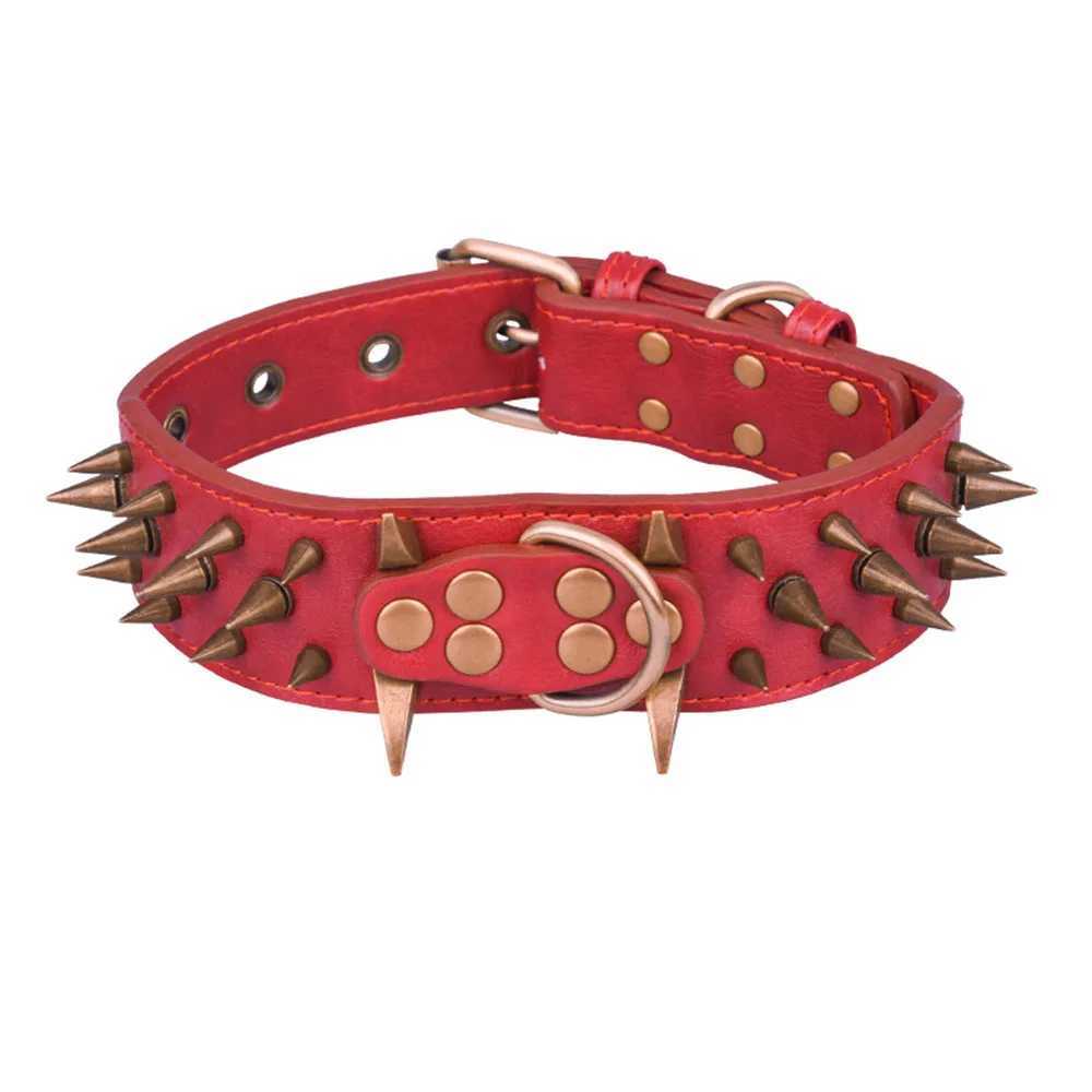 Dog Collars Dog Collar Sharp Spiked Studded Luxurious Padded Leather Pet Collars for Medium Large Dogs 2 Inch Width Dog Necklace Anti-BitingXJ241230 H