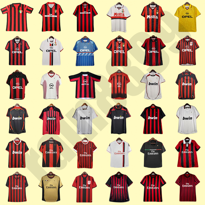 milan retro soccer jersey Maglia Milan ibrahimovic ronaldo shevchenko KAKA GULLIT VAN BASTEN AC Retro football shirt uniform retro trikot long sleeve jersey