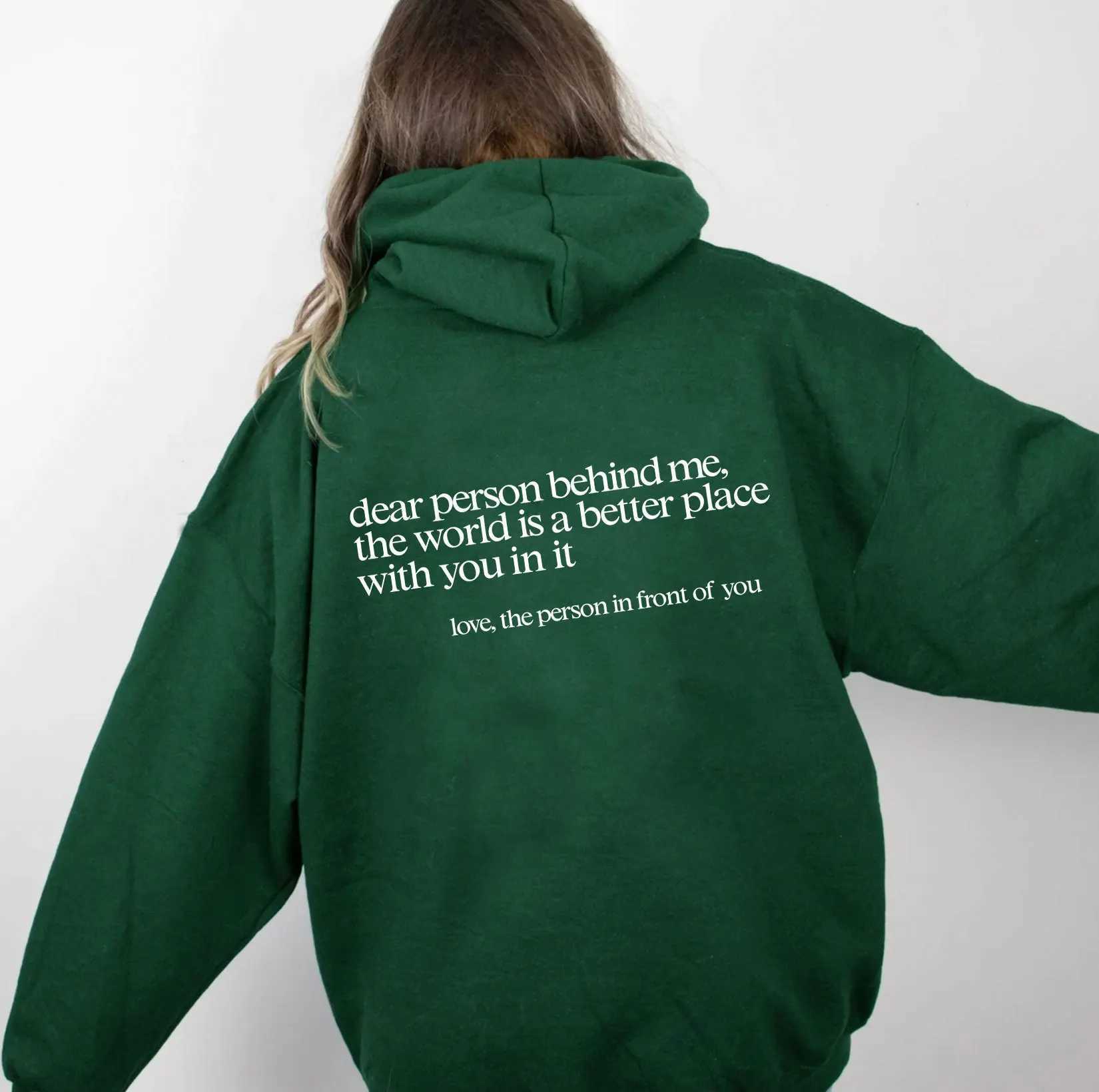Deer Person Behind Me slogan hooded sweatshirt for women _ Mens aesthetic graphic fun hooded sweatshirt unisex autumn Harajuku Pulleys sweatshirt W241