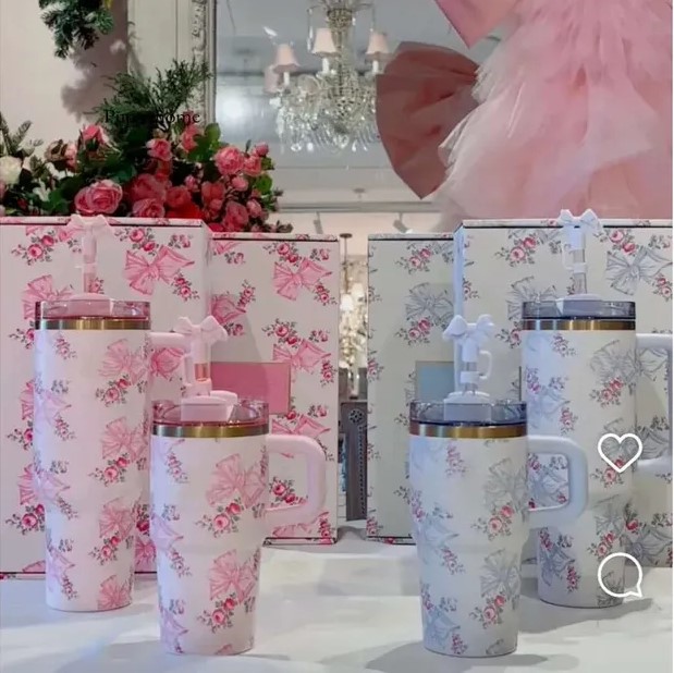 US Warehouse 40oz 14oz Tumblers With Bow Cap LOVE SHACK FANCY Cups Christmas Limited Mug Ruby Sweet Hearts X Target Exclusive Red Valentine Gift 1.2