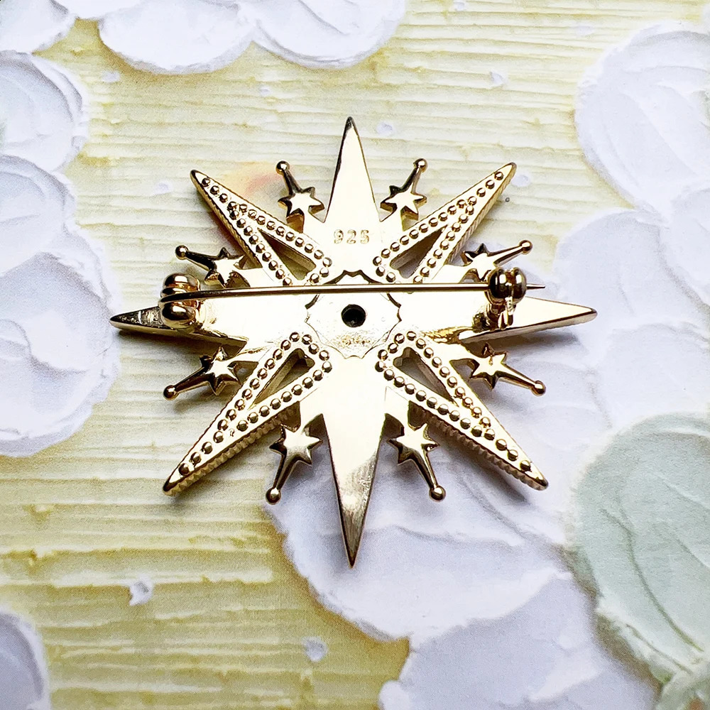 Gold Plated Brooch Colorful Royal Star Fine Jewelry Bohemia Gift For Women in Solid 925 Sterling Silver 241230