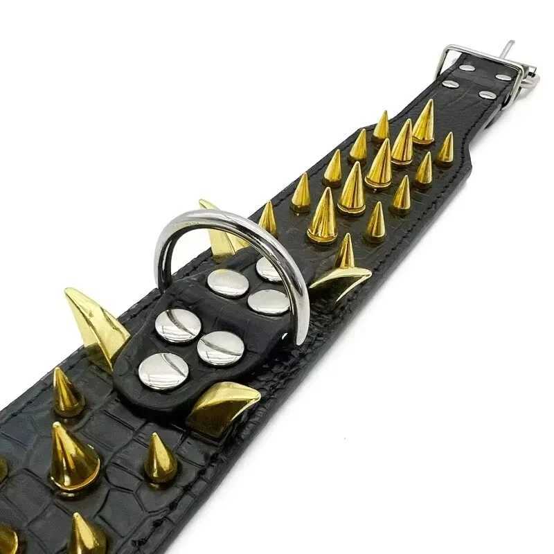 Spiked Wolf Tooth Spike Pet Collar Color Rivet Dog Medium To Large Dogs Hand Holding Rope Iron Chain Adjustable Anti-Bite CollarXJ241230