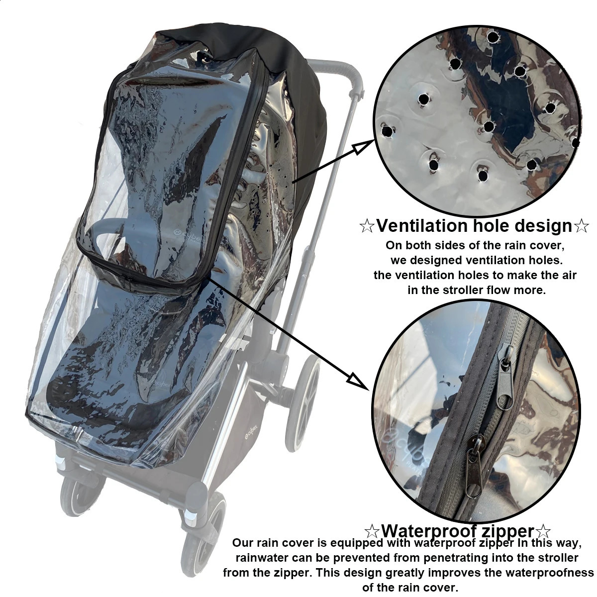 Stroller Rain Cover Compatible With Cybex Priam Mios Balios Stroller Stroller Accessory Wind Cover Transparent EVA Weather 241230