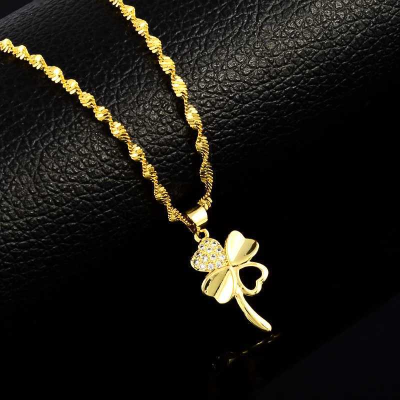 24K Gold Water Wave Chain Necklace Womens Gold - Pendant Necklace Fashion Jewelry W241230