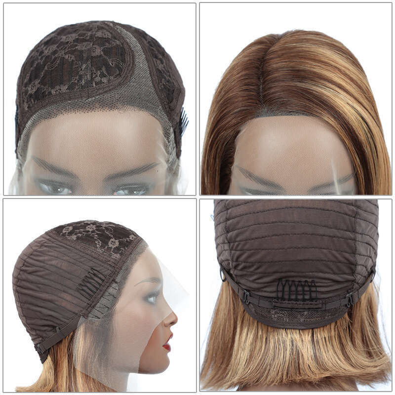 Lace Front Wig Cover T Shape Real Hair Wig Female T-Shaped Front Lace P4-27 Cross Piano Color Bobo Headset Kq2 Kq2