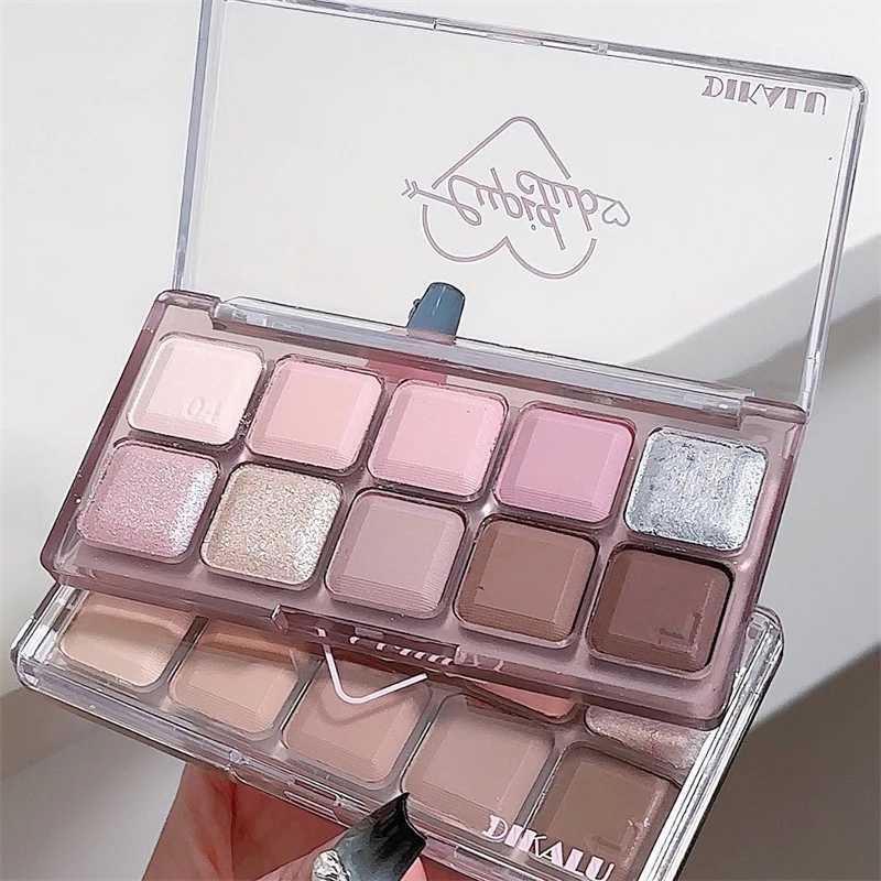 Korean Eyeshadow Palette 10Colors Matte Grey Pink Eye Shadow Long Lasting Glitter Eye Shadow Brown Earthy Color Eye Makeup PlateXJ241230