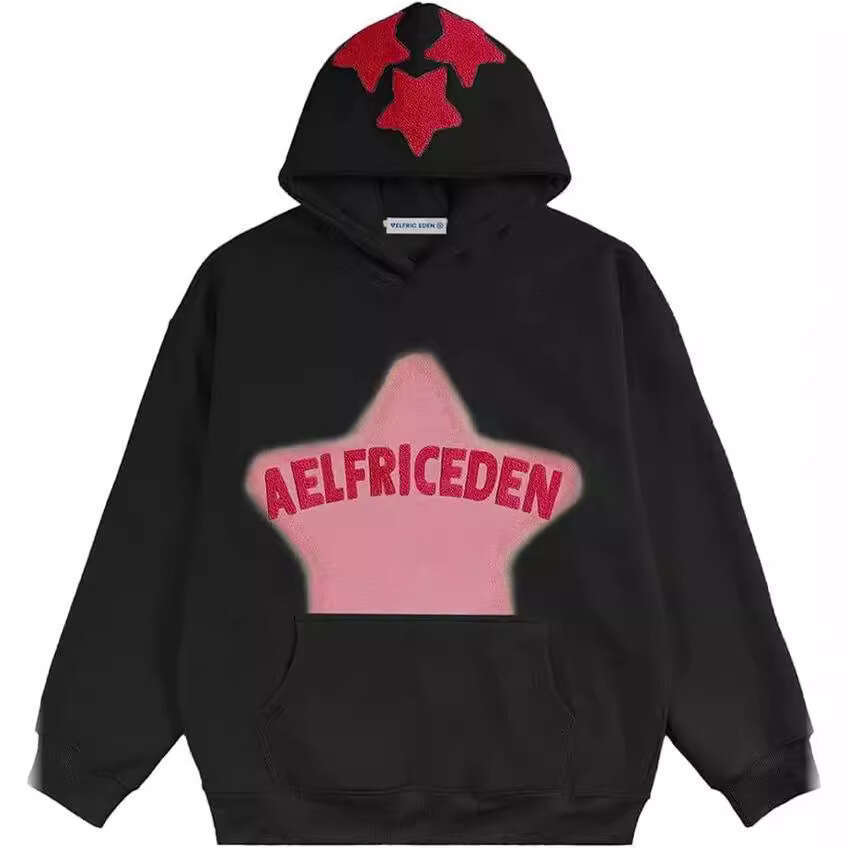 American High Street Y2K Trendy Brand Hip Hop AELFRICEDEN Star Printed Casual Sports Hoodie