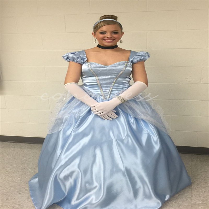 Cinderalle Light Blue Prom Dress Victorian Sequin Beaded Civil 1890s Medieval Evening Dress Short Sleeve Elvish Birthday Party Gowns Renaissance Bustl