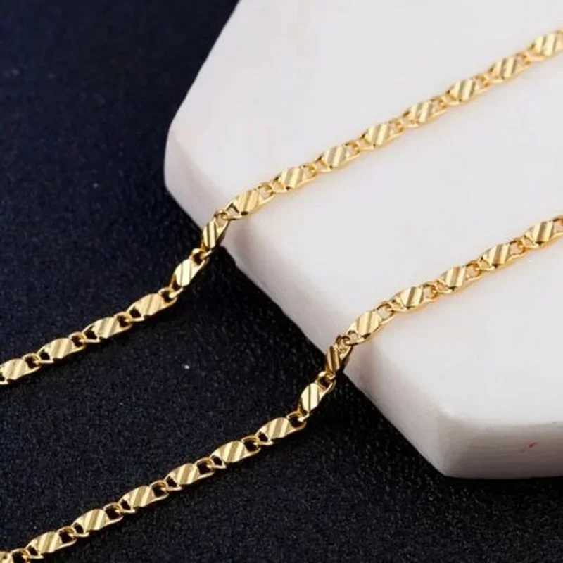 Tree Luxury 925 sterling silver 18K gold 2MM flat Clavicle chain necklace for men and women wedding jewelry Christmas gifts W241230