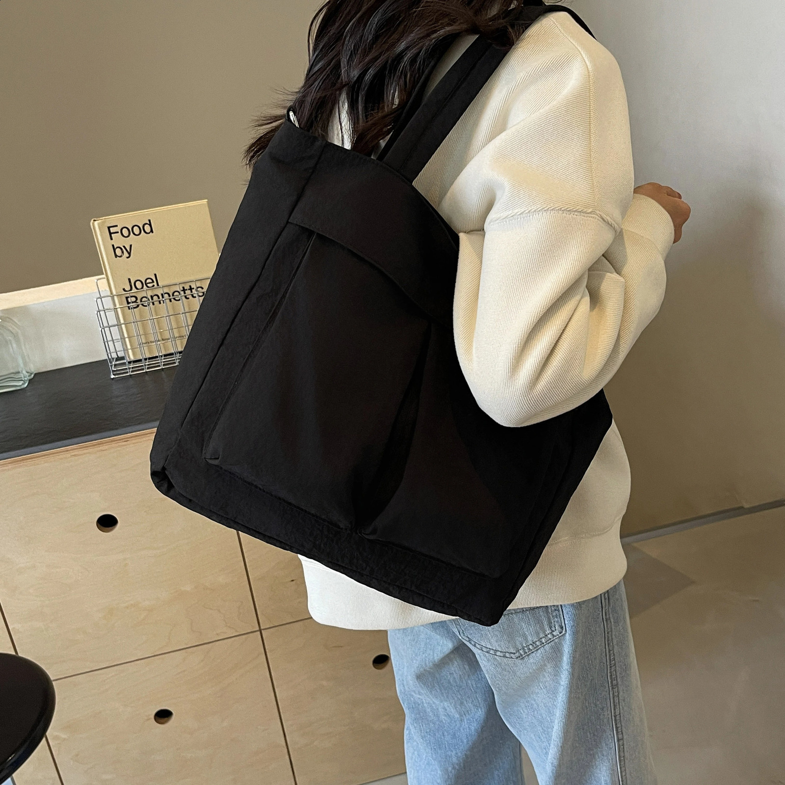 Canvas bag Womens large capacity summer casual crossbody bag College class bag Tote bag 241224