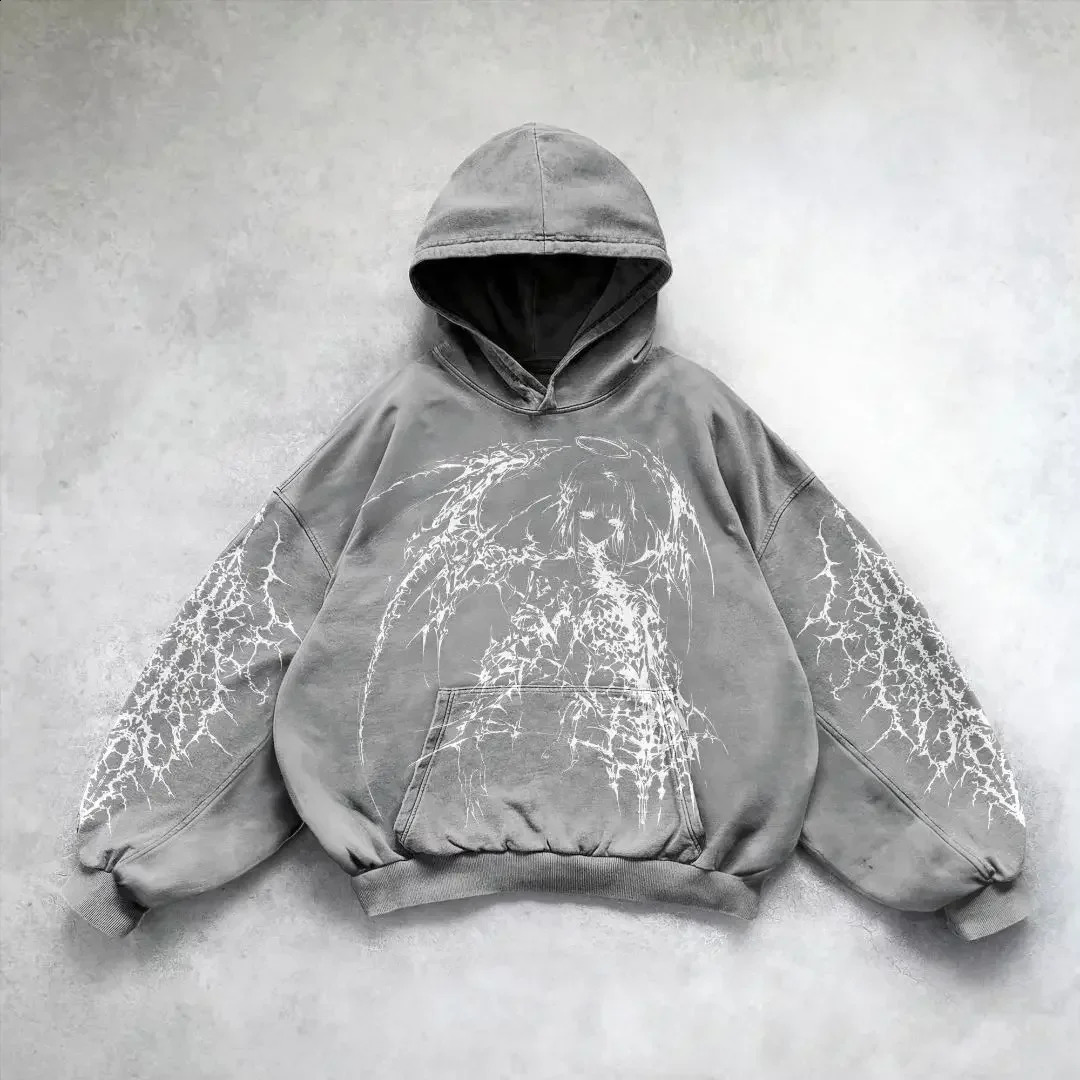 Gothic y2k Harajuku High Street Men Sportswear Hoodie Couple Hoodie Women Top Retro Street Top streetwear hoodies 241230