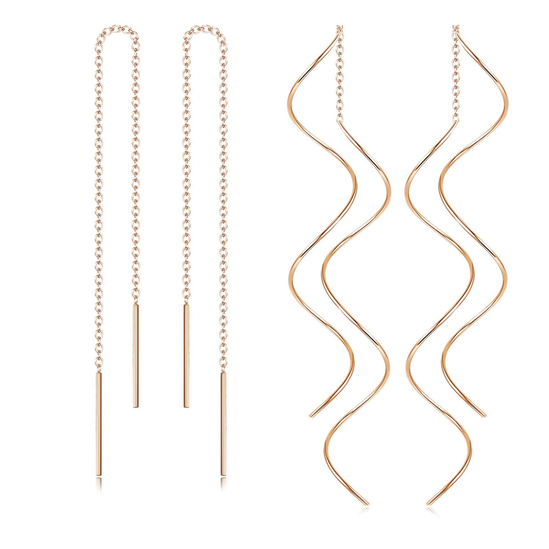 Stylish Women's Line of Threading Pendant Earrings Made from Premium Stainless Steel Trendy and Comfortable